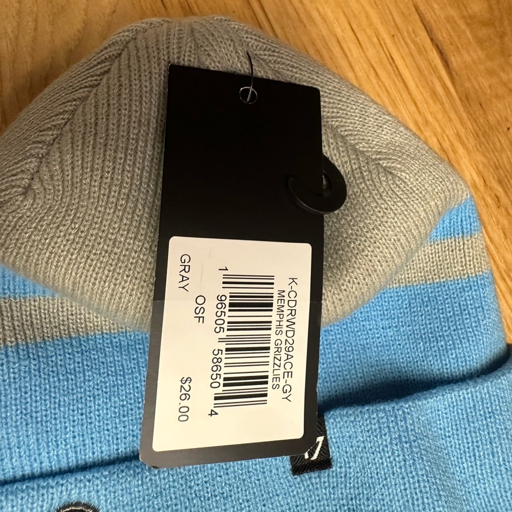 47 Memphis Grizzlies NBAWinter Beanie Cotton Winter Blue/Grey NWT - Picture 4 of 4